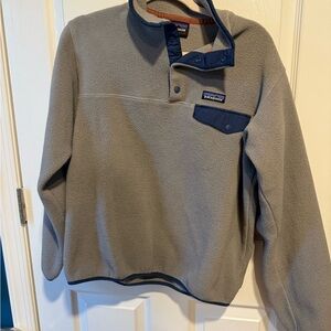 Patagonia Synchilla Gray Fleece with Tan Trim